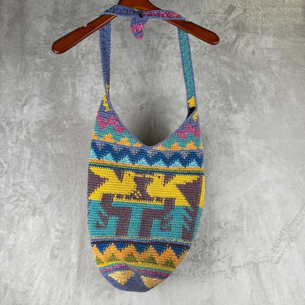Festival‎ Indie Crochet Boho Hobo Bag Geometric Zipper Closure Festival